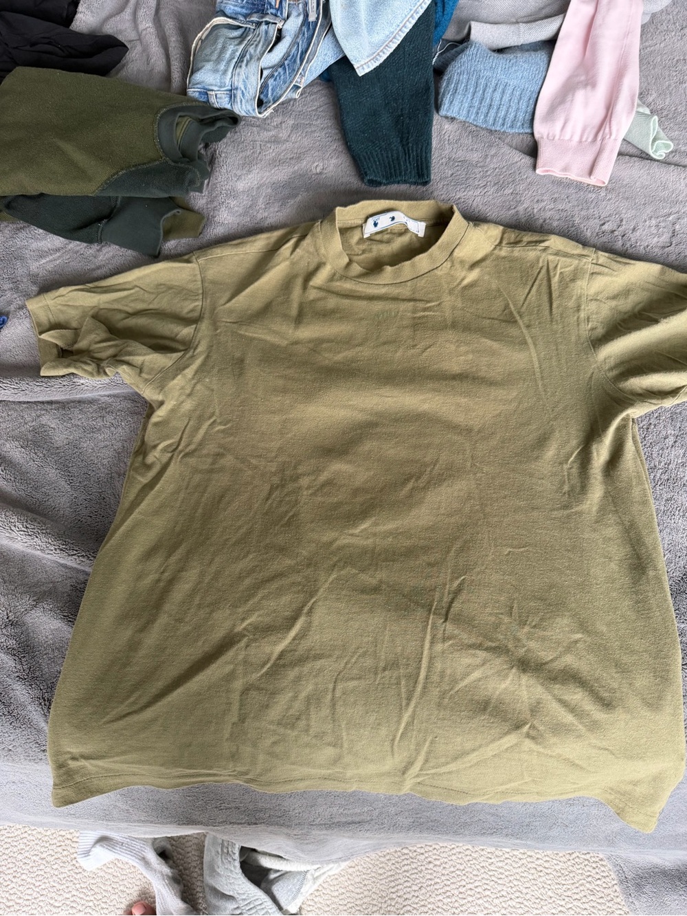 Off-White Olive Green Short Sleeve T-Shirt